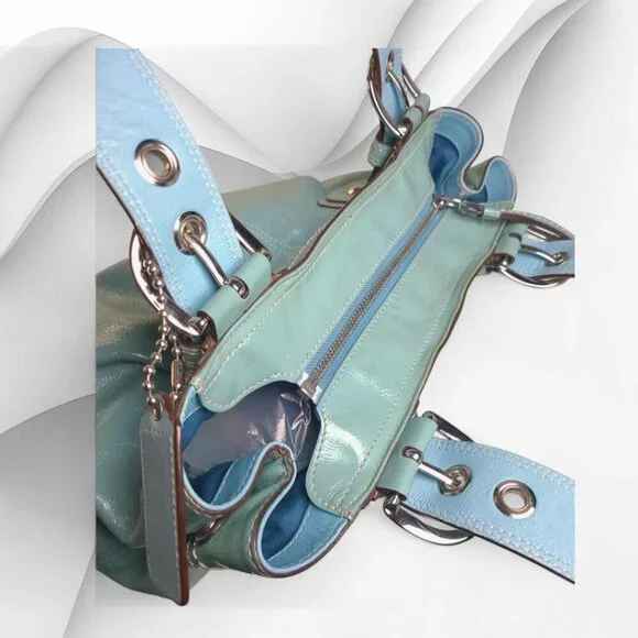 COACH Soho Satchel & Wallet in turquoise patent leather set - Picture 5 of 15